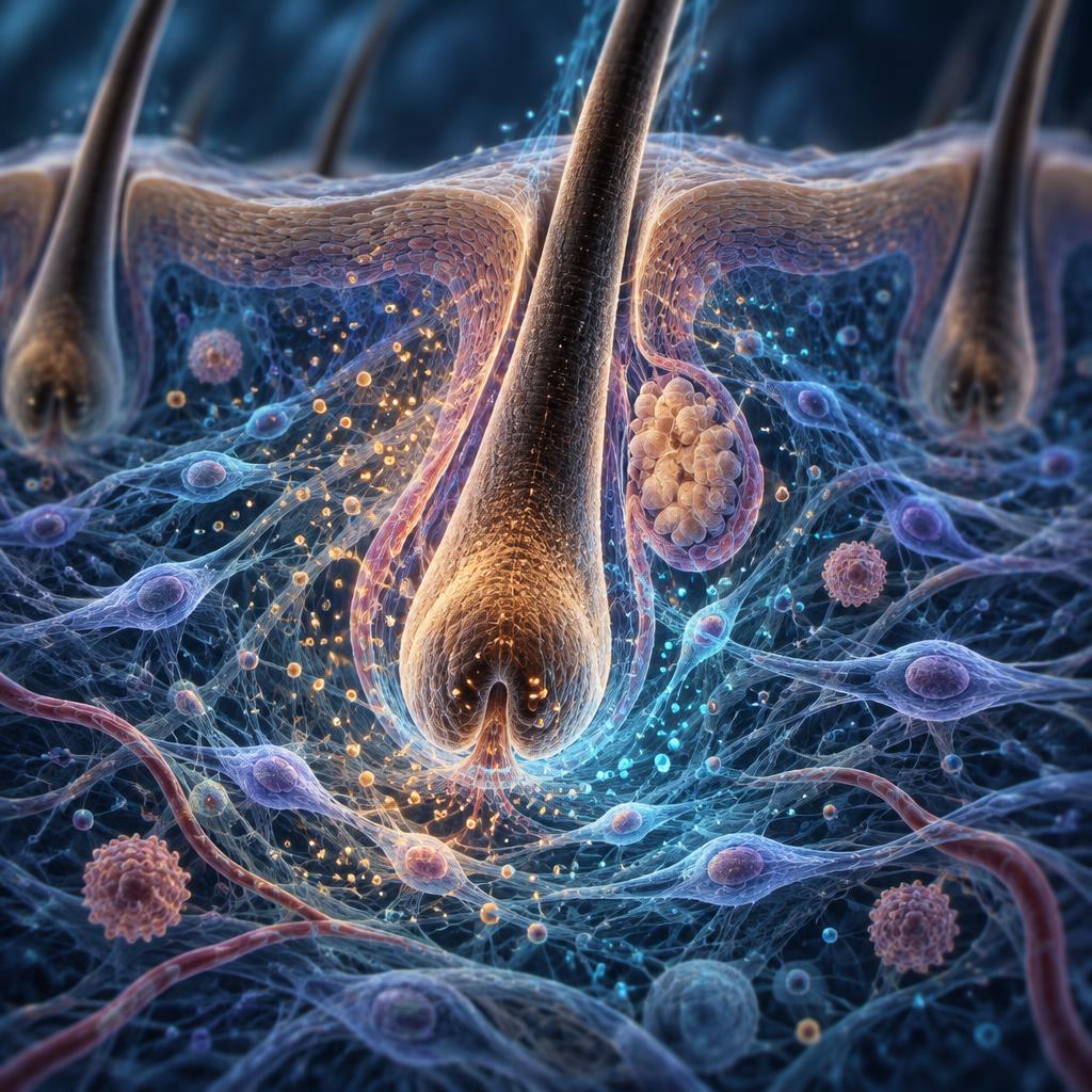 Reciprocal communication between the follicle and its surrounding tissue field.