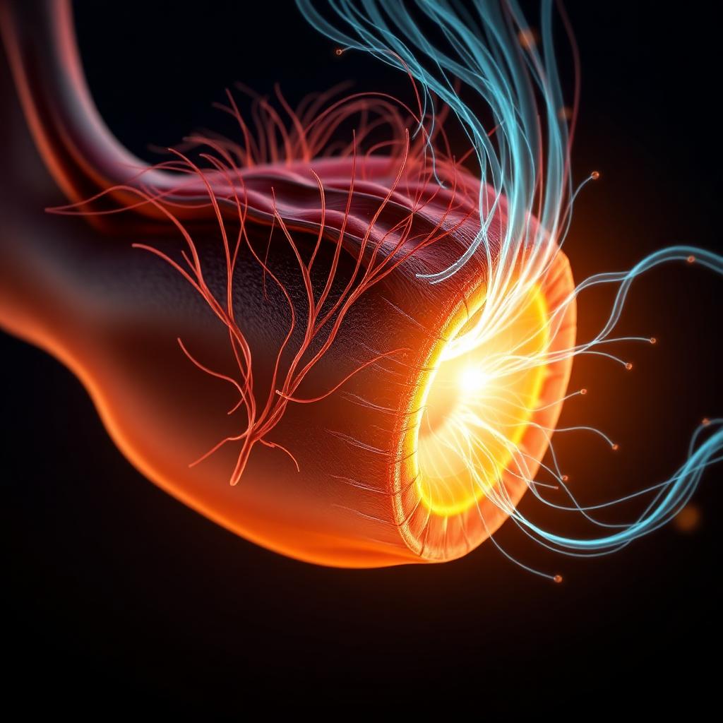 Illustration of a hair follicle destabilizing as estrogen support recedes